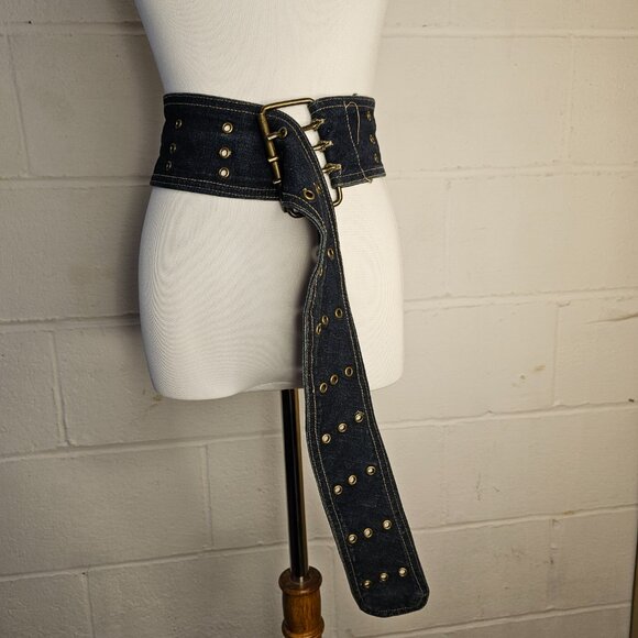 y2k McBling Mobwife Office Siren Western Yallternative Stretch Dark Demin Belt